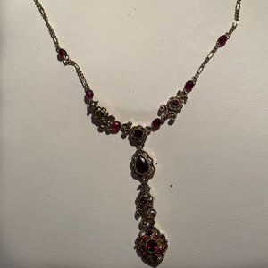 Carolee gold tone red statement necklace